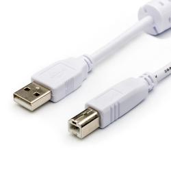 Кабель USB 2.0 AM/BM 0,8 м white Atcom для переферии 1 ferite