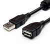 Кабель Atcom USB 2.0 AM/AF 1 ferite, пакет, довжина 1,5 м, чорний